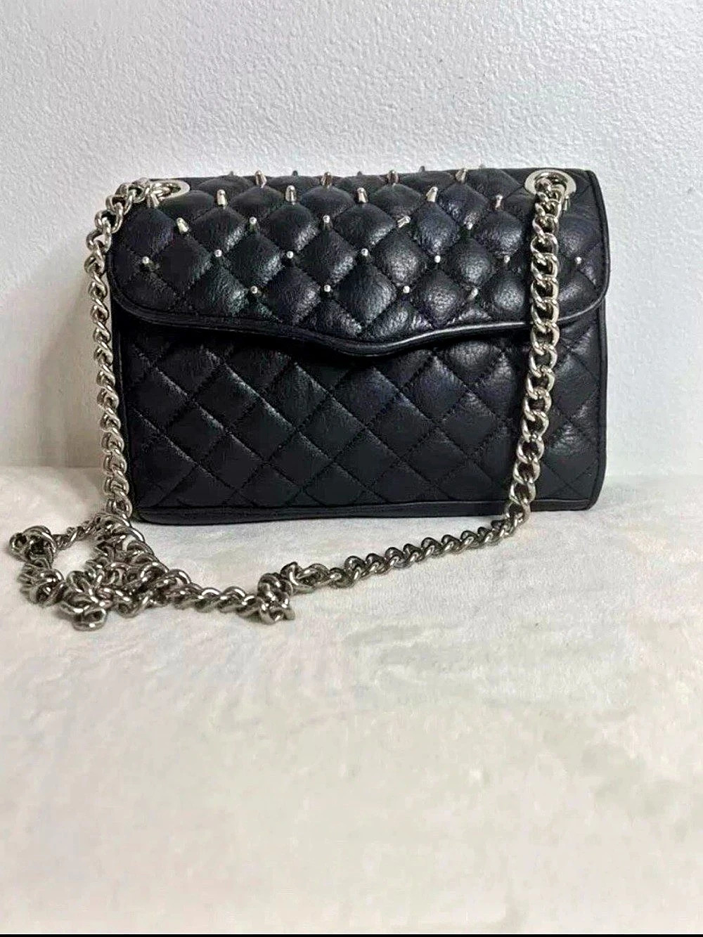 💚Rebecca Minkoff Quilted Love Crossbody with Studs Black💚